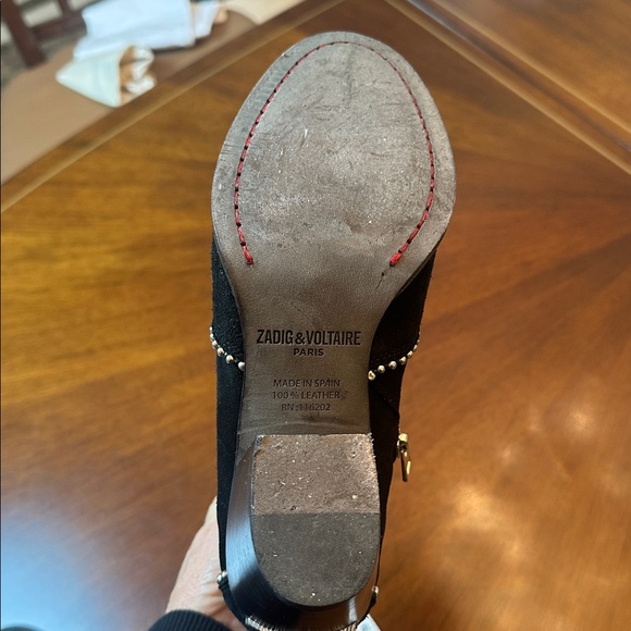 Zadig & Voltaire Black Suede Ankle Boots | Studded Western Cowboy Style - Picture 10 of 10